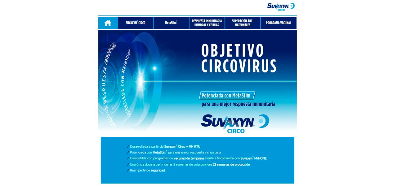 Todas las características de Suvaxyn® Circo en su nuevo portal web www.zoetis.es/suvaxyn-circo