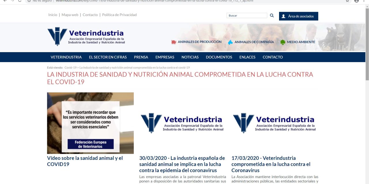 Veterindustria pone en marcha una sección específica en su web para informar sobre la crisis del COVID-19